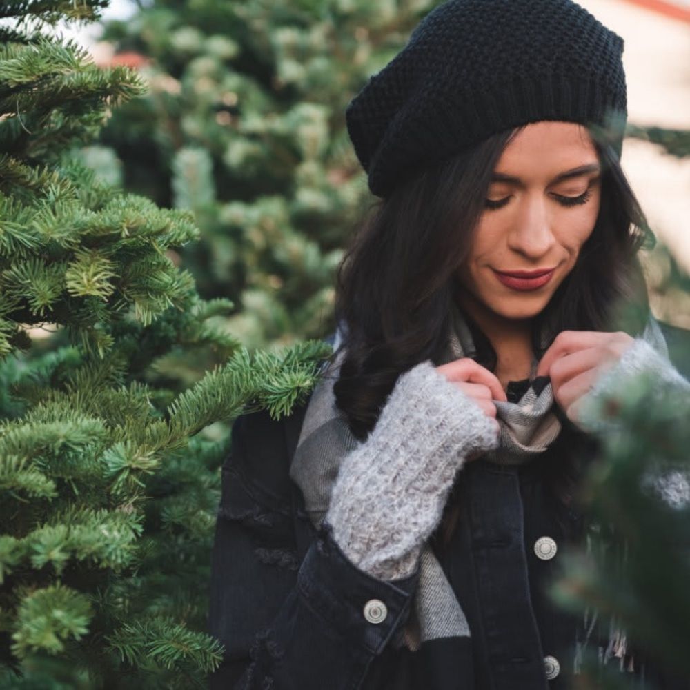 Black Waffle Knit Beanie